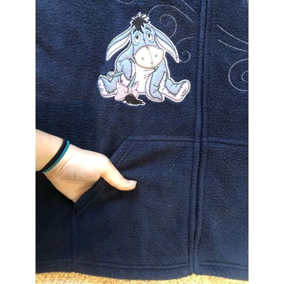 Disney Women’s Navy Blue Fleece Eeyore Zip Up Jacket Size XL - Picture 5 of 8